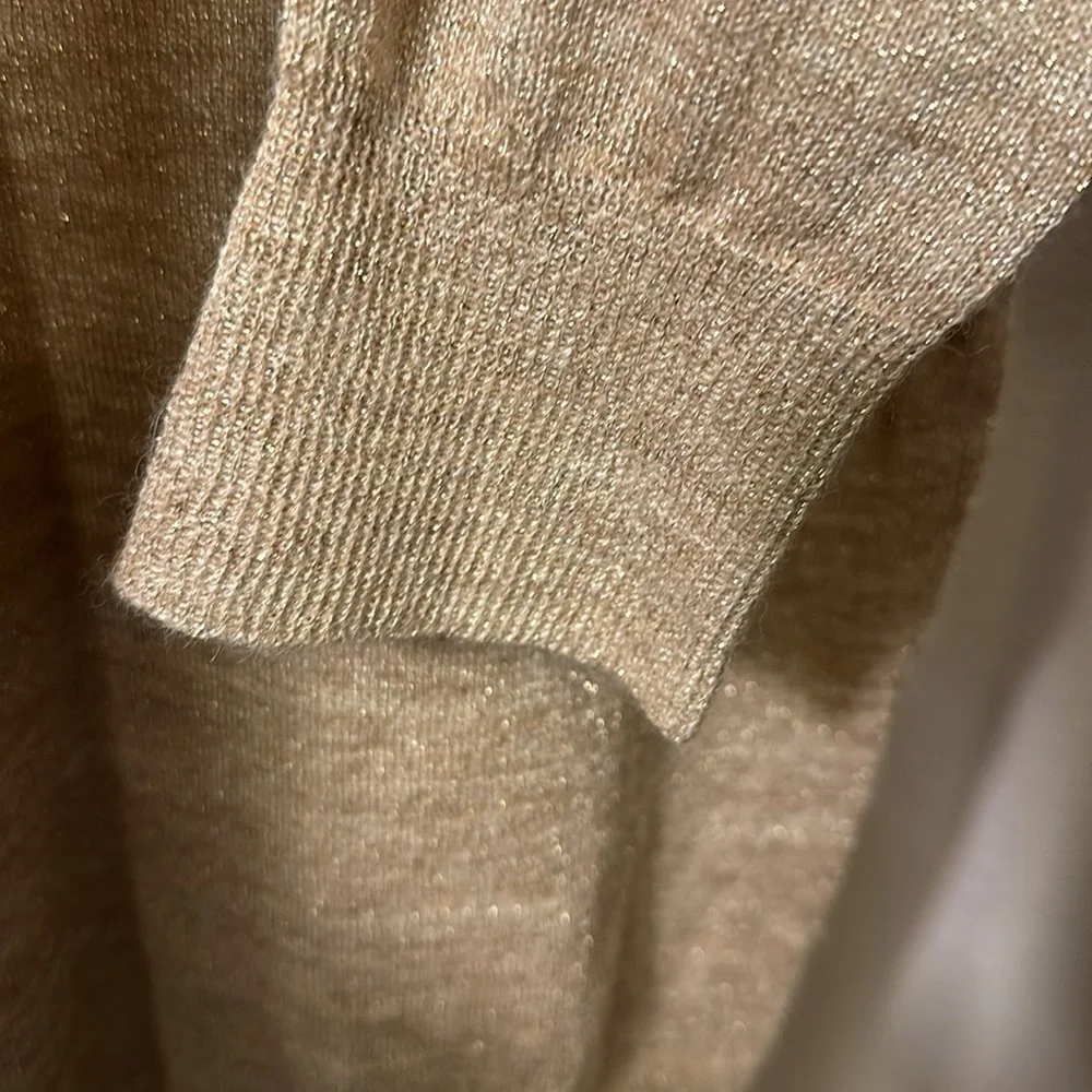 J Crew Gold Metallic Shimer Alpaca Blend Lightweight sweater top Tie Back sz Med